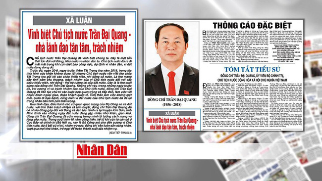 Báo chí đăng trang trọng các bài viết về Chủ tịch nước Trần Đại Quang